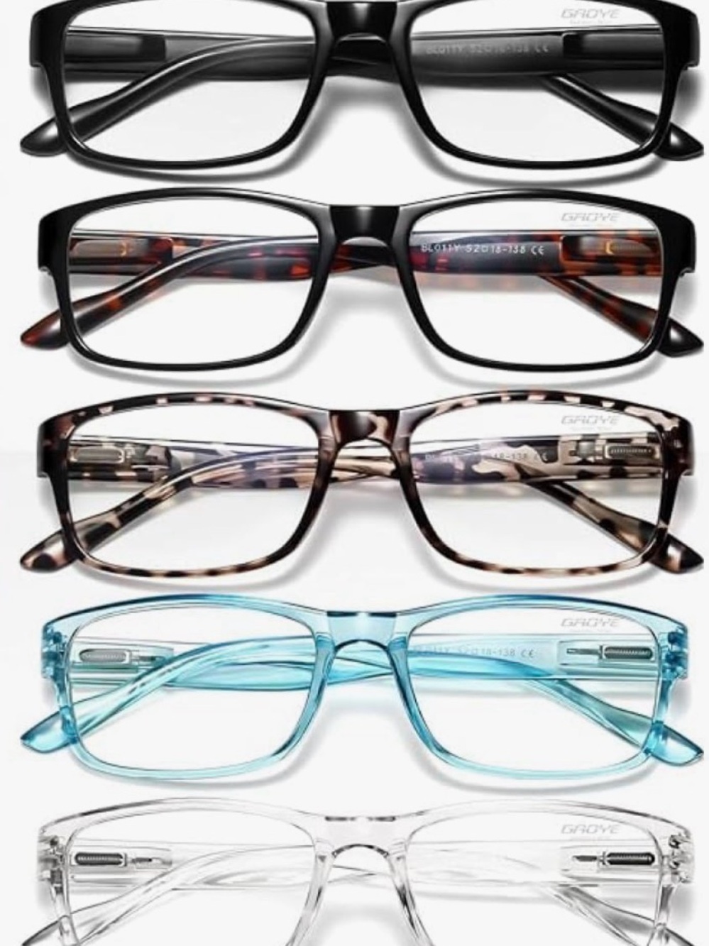 groove Women’s Rectangular Reading 2.5 Glasses Black, Tortoise, Blue, Clear BB2